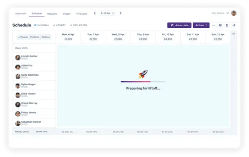 Example of an AI-powered schedule from Nory