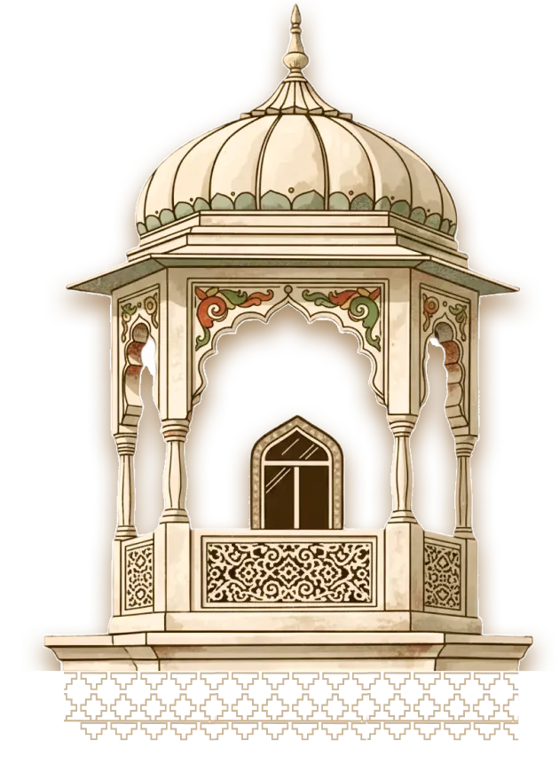 Rajasthani jharokha with domed canopy and carved arches
