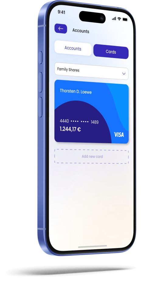 financial app - accounts: cards under the account family shares