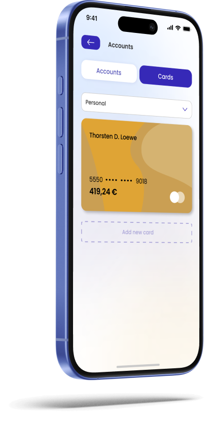 financial app - accounts: cards under the account personal