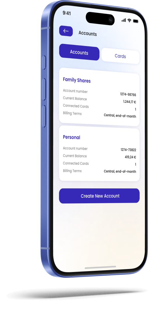 financial app - overview of accounts