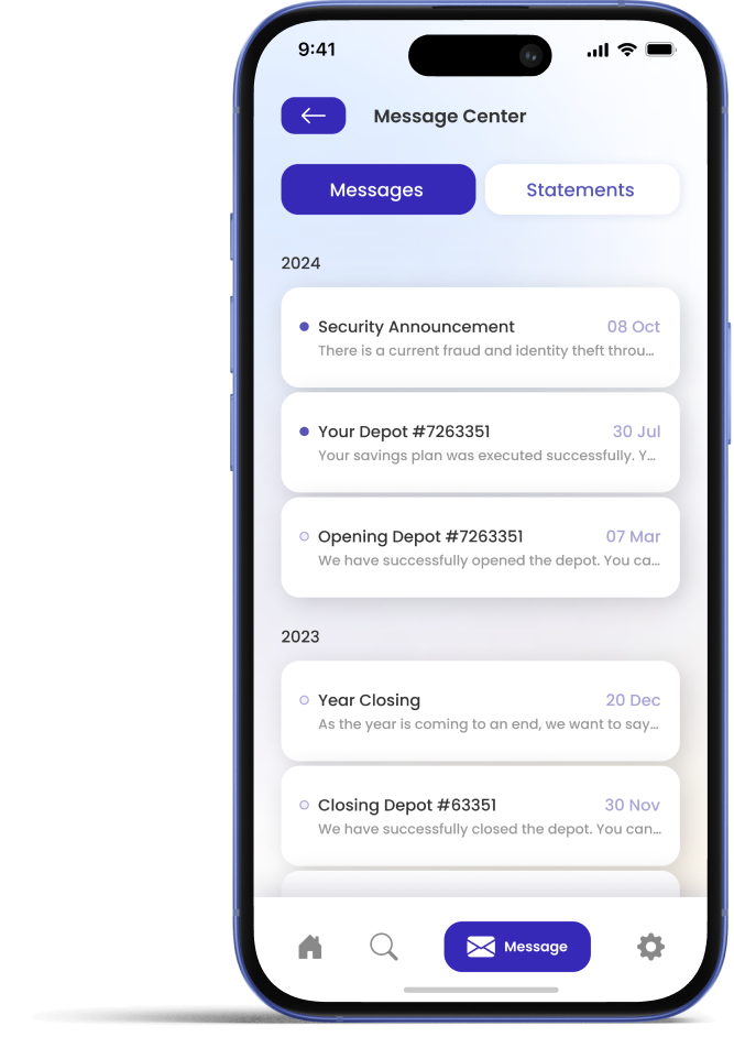 messages in finance app
