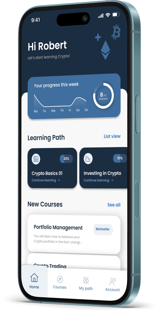 Crypto learning app - home screen