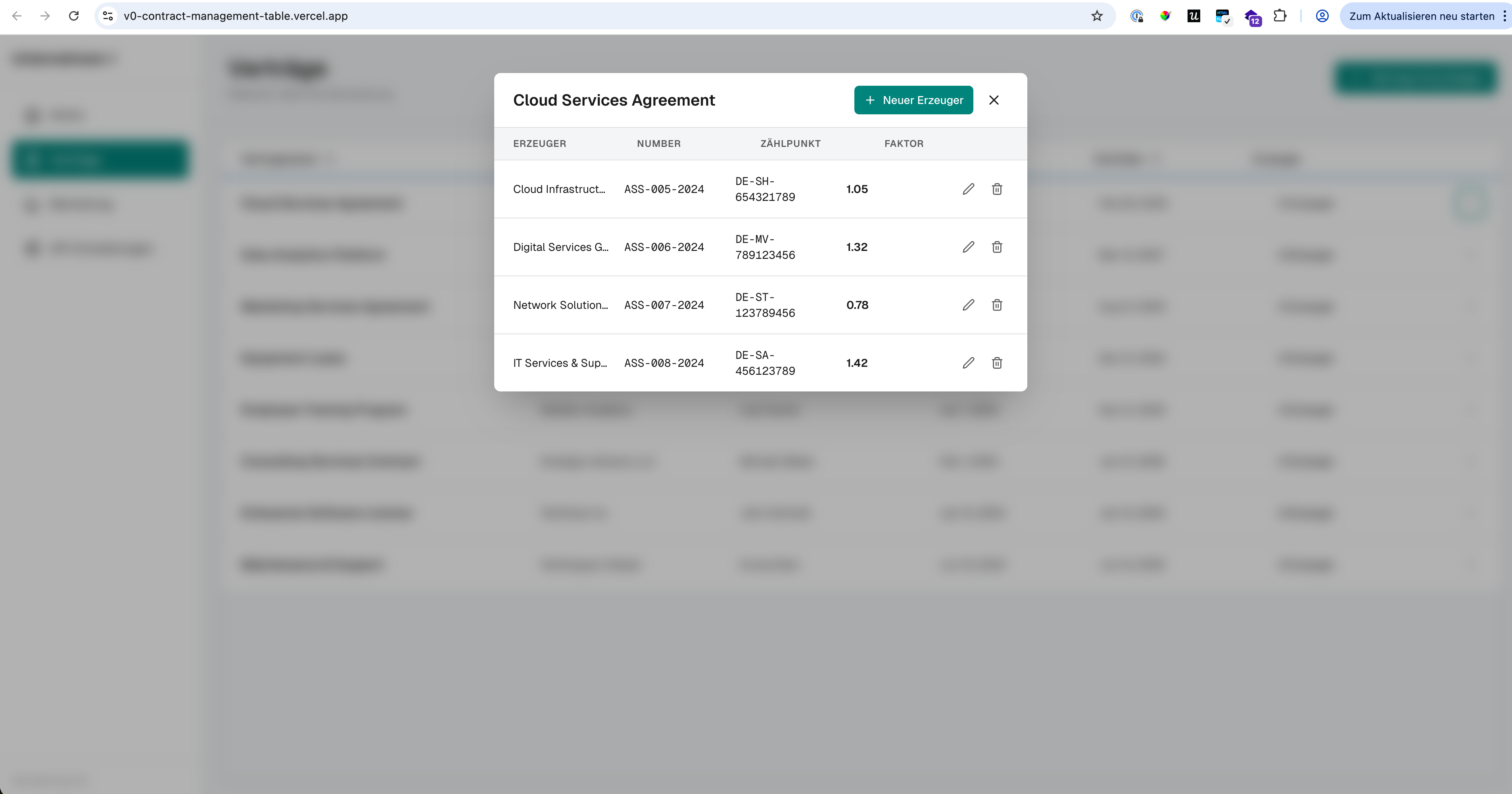 v0 - final output modal overlay design showing contract details