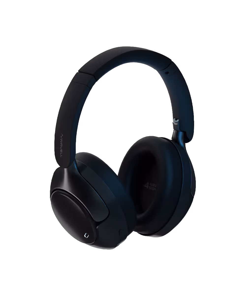 Black over-ear wireless headphones with cushioned ear cups and padded headband.