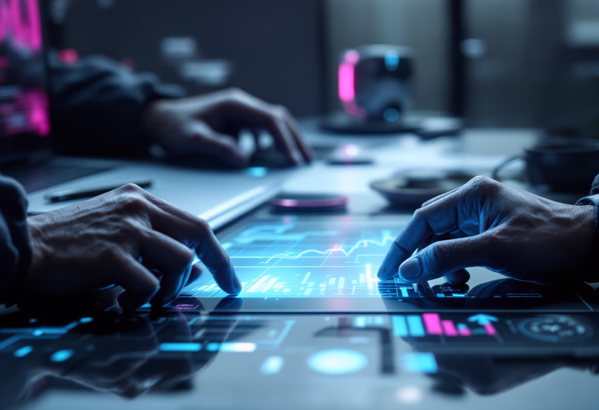 image of handshake over a financial report