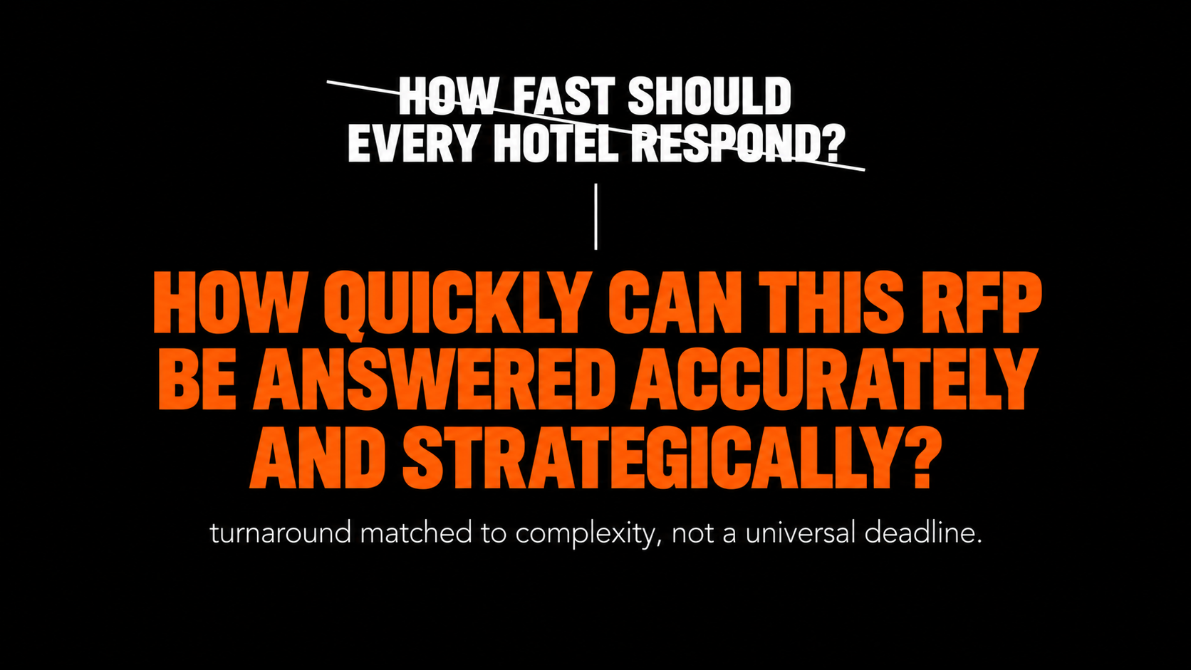 Hotel RFP response framework replacing universal deadlines with turnaround based on each RFP’s complexity and needs.