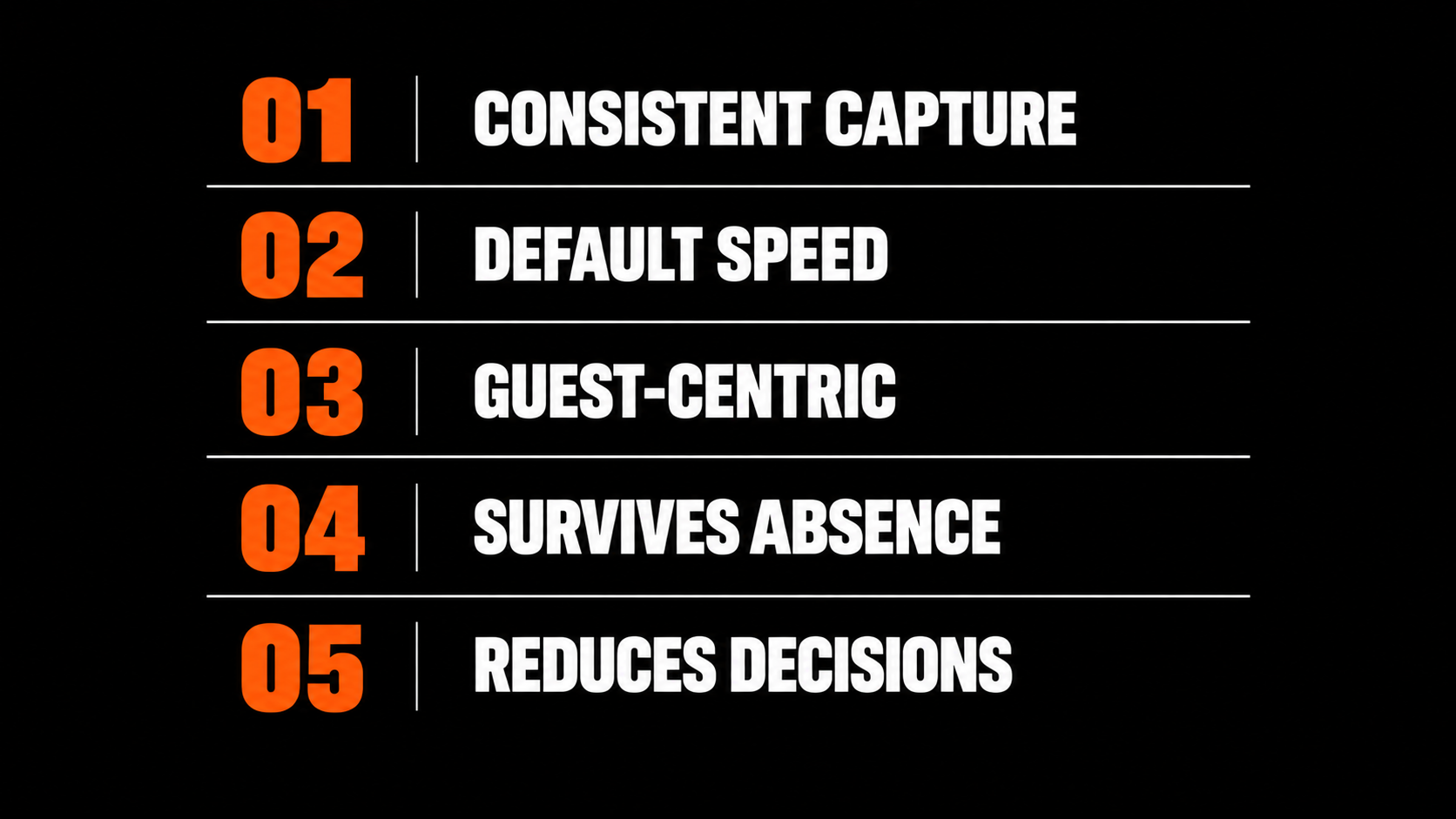 Five traits of resilient hotel operations: consistent capture, fast response, guest focus, staff independence, and reduced decision fatigue.