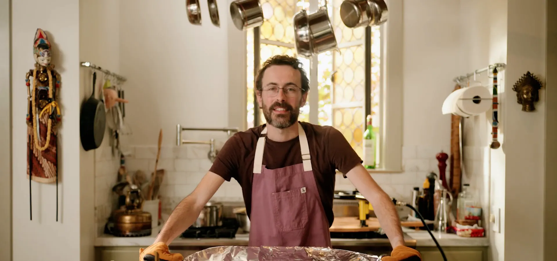 Trebellar CEO Diego Ferreiro Val in his kitchen with the finished paella, from the Series A launch video STMNT Studios produced