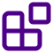 Four purple squares arranged in an L shape on a white background.