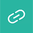 White chain link icon on turquoise background representing a link or connection.