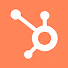White HubSpot logo on an orange background.