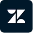 Zendesk logo with stylized Z on a dark blue background.