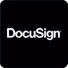 DocuSign wordmark logo with white text on black background.