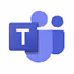 Microsoft Teams logo with a stylized T and two human figures in blue and purple.