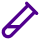 Purple laboratory test tube tilted with bubbles inside.