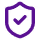 Purple shield icon with a check mark symbolizing trust and security.