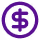 Purple circle with a dollar sign inside representing money or currency symbol.