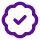 Purple checkmark inside a circular brushstroke design on white background.