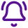 Purple alarm bell icon with sound waves on each side.