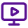 Purple computer monitor icon with a play button on the screen, symbolizing video playback.