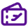 Digital ticket icon with a ticket and a barcode in purple color on a dark background.