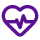 Purple heart outline with a check mark inside, symbolizing health or wellness.