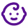 Purple circular arrow around a smiling baby's face illustration.