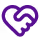 Two purple hearts overlapping with small dots around them on a white background.