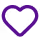 Icon of a heart shape outlined with a purple hexagonal pattern background.