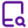 Purple search icon with magnifying glass and letters EQ inside the glass.
