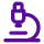 Purple microscope icon with a circular base, curved arm, and eyepiece lens.