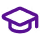 Purple graduation cap icon with tassel hanging to the left.