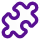 Purple geometric chain link icon with five interconnected elements on a white background.