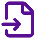 Purple icon of a sheet of paper with an arrow pointing inward to the left side of the document