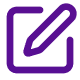 Purple pencil icon over a square, symbolizing editing or writing.