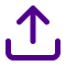 Purple upload icon with an upward arrow and open box.