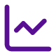 Simple line graph with purple zigzag line indicating increase on horizontal and vertical axes.