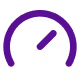 A purple speedometer icon showing a high speed reading.