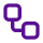 Three overlapping purple square frames arranged diagonally on a white background.
