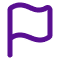 Purple flag icon with a wavy design on a transparent background.