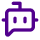 Purple chatbot icon with square head and speech bubble.