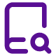 Purple icon of a magnifying glass over a square, representing a search or inspection tool.