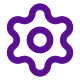 Purple gear icon with a smaller circle gear in the center.