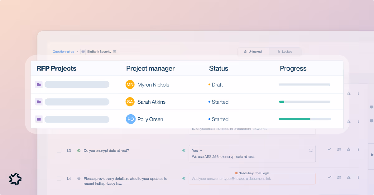 A screenshot showing RFP Projects