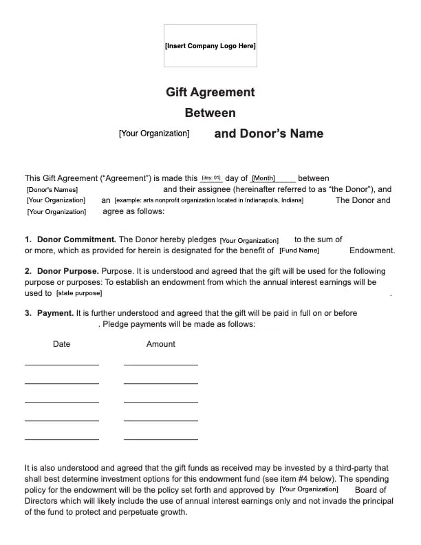 Sample Gift Agreement 
