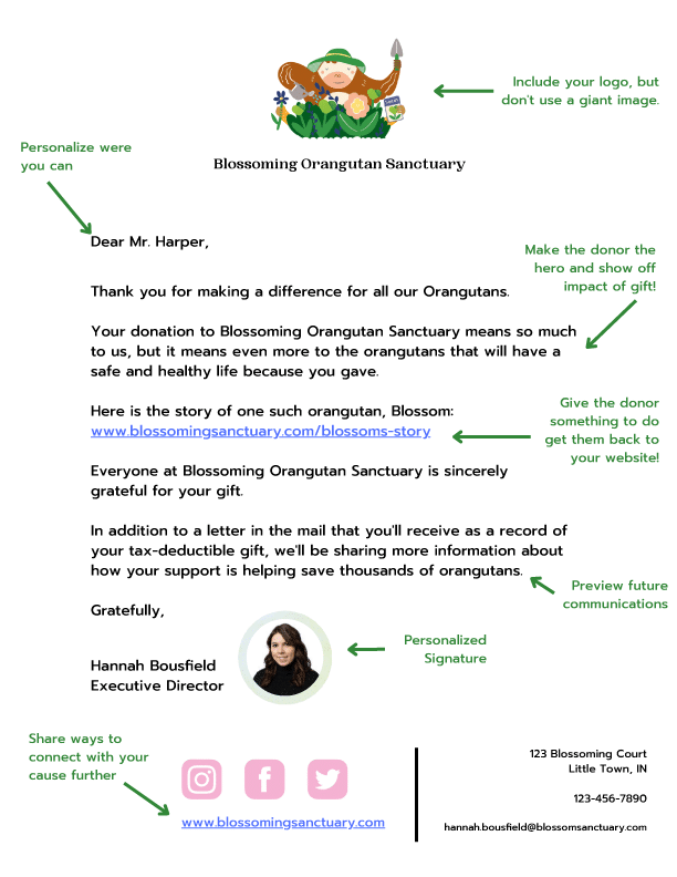 Sample Donation Thank You Email Template