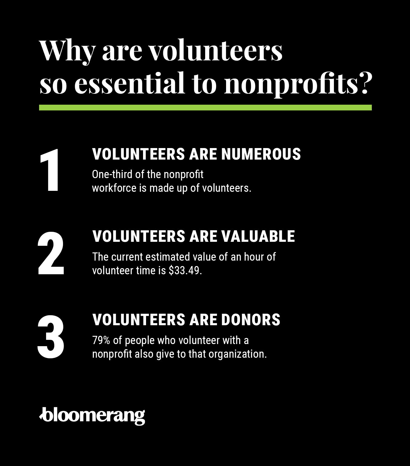 Statistics illustrating why volunteers are so essential to nonprofits