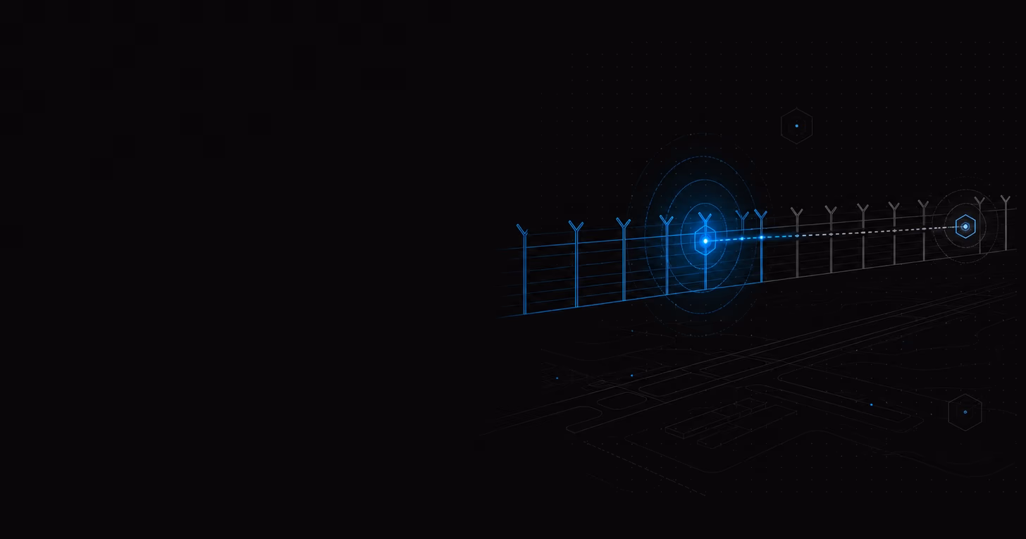 An abstract image showing airport perimeter that is monitored