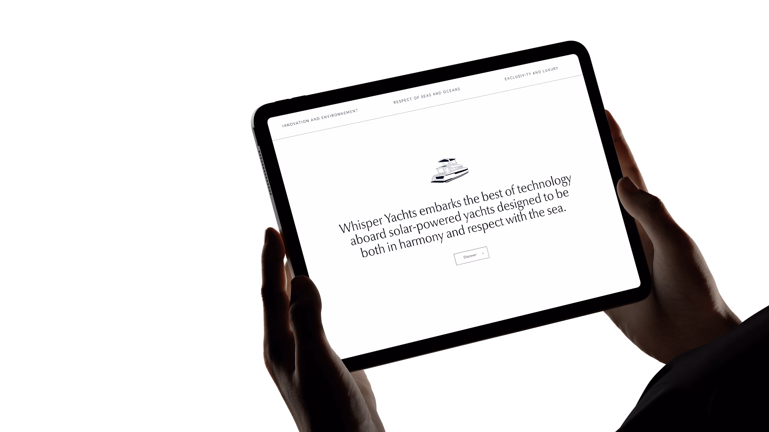 Site Whisper Yachts sur tablette